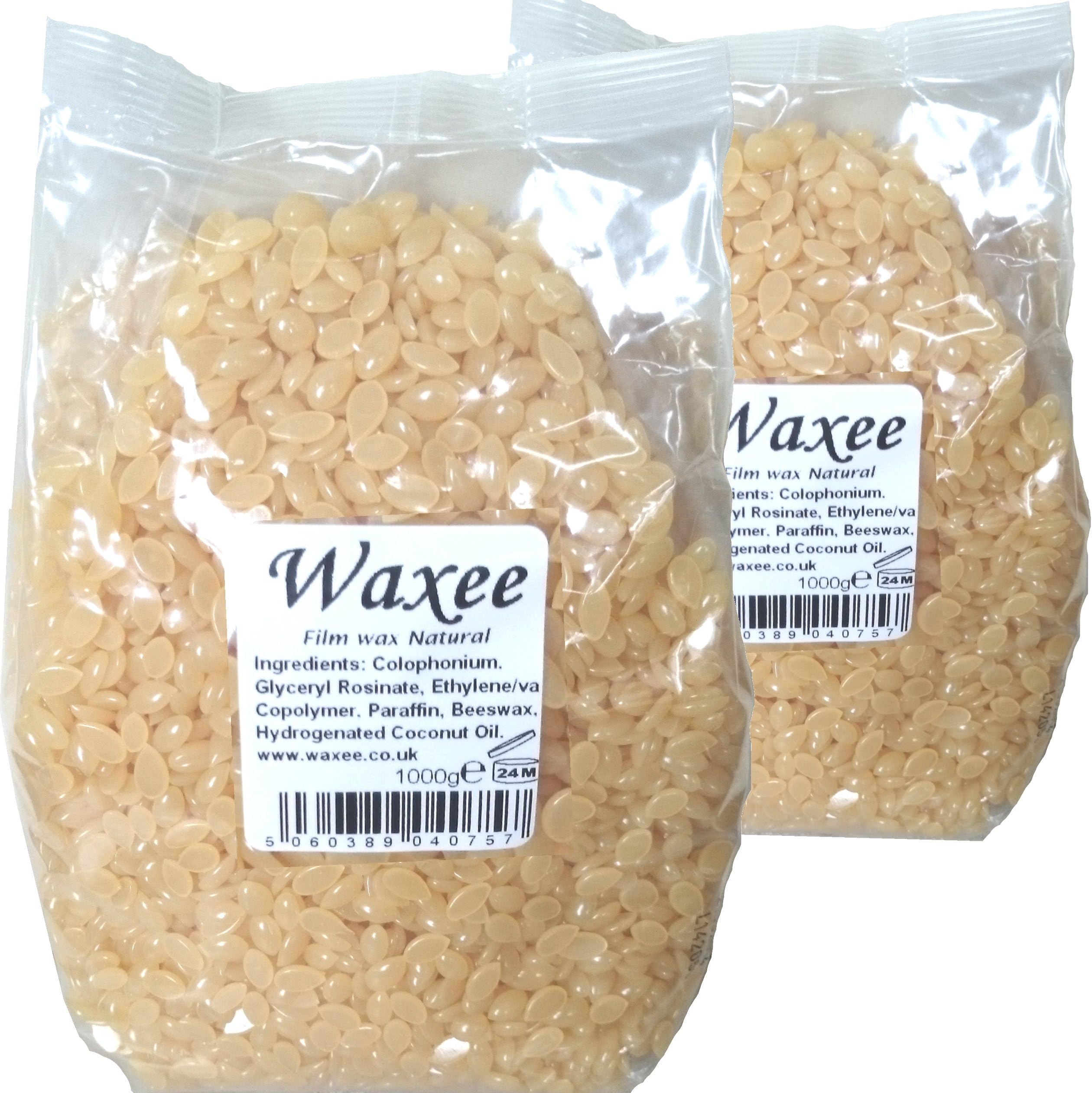 NO STRIPS! Low temperature Natural Hot Film Hard Wax Pellets Brazilian Bikini (2 x 1000g bag)