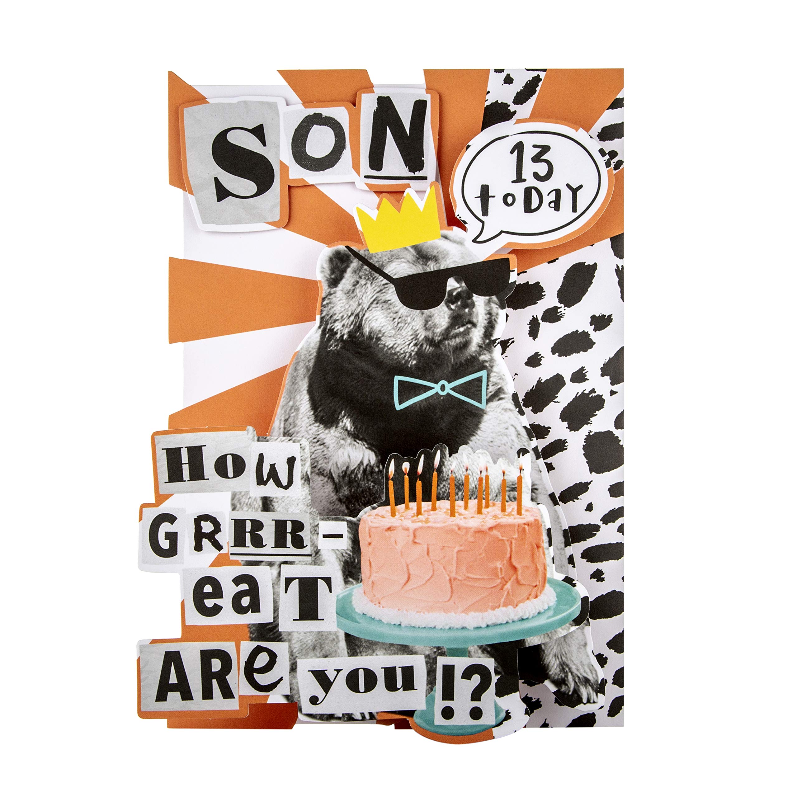 Hallmark 13th Birthday Card for Son - Funny 3D Die Cut Design