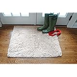 Soggy Doggy DoormatMicrofiber Chenille for Wet Dog Paws, Large 26 x 36 Inch, Beige No Bone