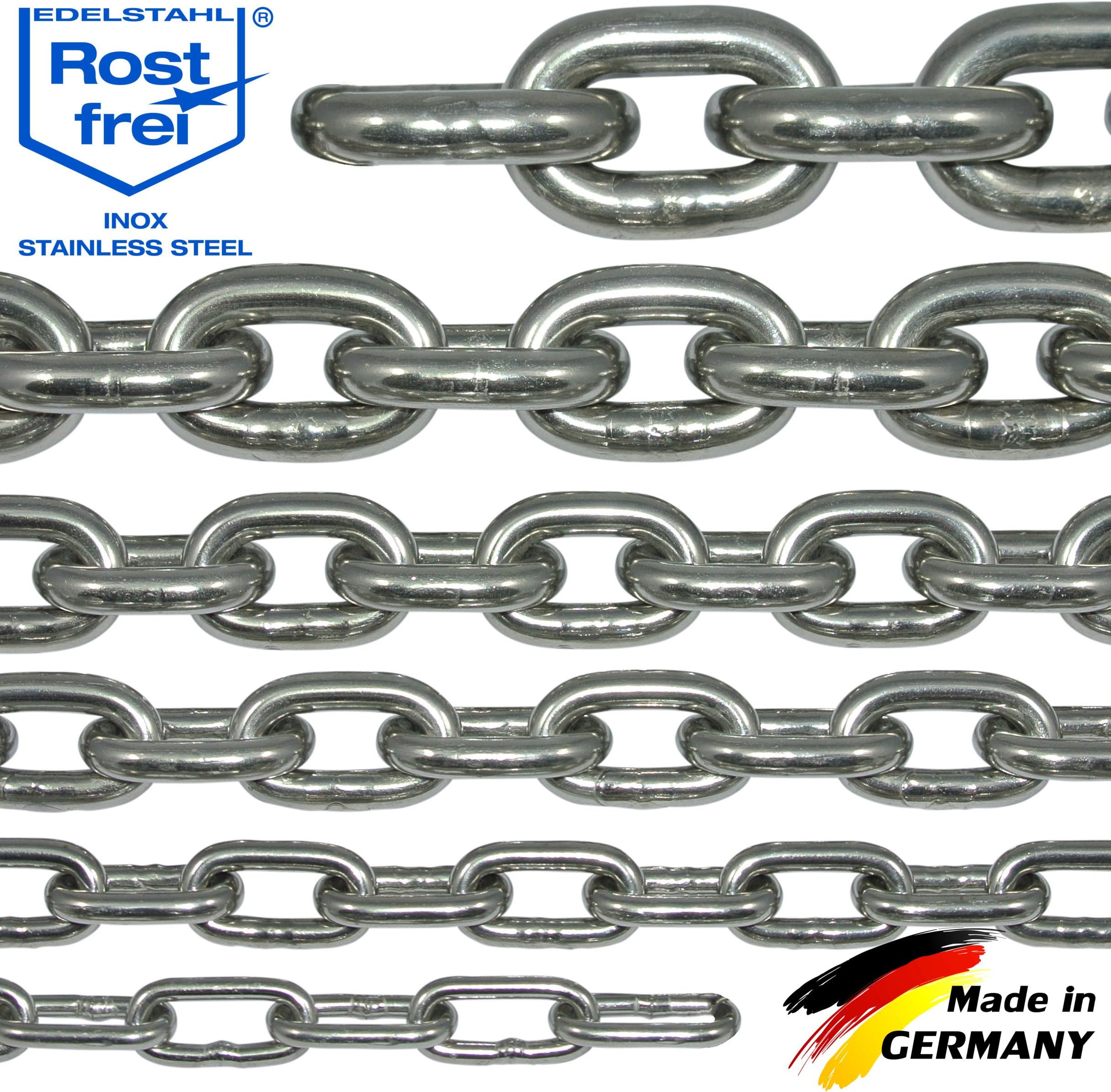 100-cm = 1-Meter 4-mm Thick Stainless Steel Chain V4A Short-Linked from NietFullThings on Piece Anchor Chain DIN 5685 DIN 766 1-m