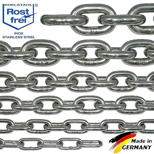 NietFullThings Edelstahl-Kette V4A kurz-gliedrig vielen Laengen und Staerken am Stueck Anker-Kette DIN 5685 DIN 766 Meterware