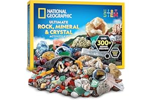 National Geographic Rock Collection Box for Kids – 300 Piece Gemstones, Minerals & Crystals Science Kit, Geology Gift for Boy