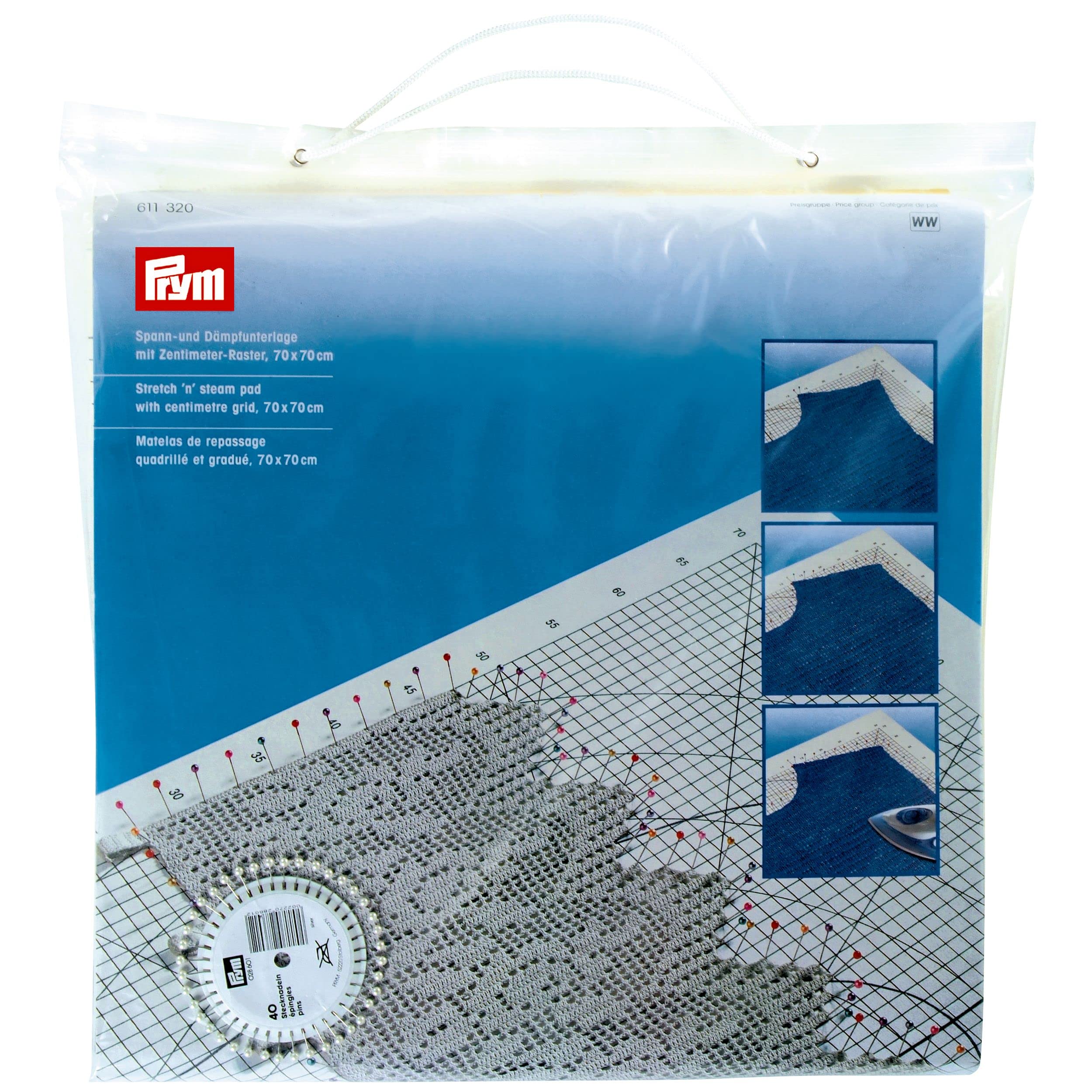 Prym Stretch & Steam Pad, Polyester, Clear White, 70x70 cm