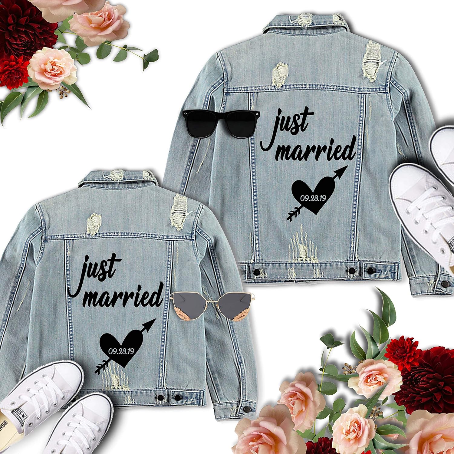 Amazon Com Bride Groom Jackets Bride Groom Denim Decals His And