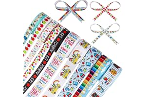 AUGISTEEN School Theme Ribbon Teacher Grosgrain Ribbons Decorative School Craft Ribbon for Back to School DIY Crafts Teacher Appreciation Gifts Wrapping 3/8, 4/5 Inch, 10 Rolls 50 Yards in Total