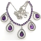 Natural 15ct Purple Amethyst 925 Solid Sterling Silver Designer Necklace 17 1/2"