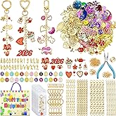 VvLons 375Pcs Lip Gloss Keychain Making Kit, Keychain Making Kit Including 153 Charms 15 Clips 20 Extender Chain, Jewelry Making Kit for Bags Keychains on Valentines Mothers Day