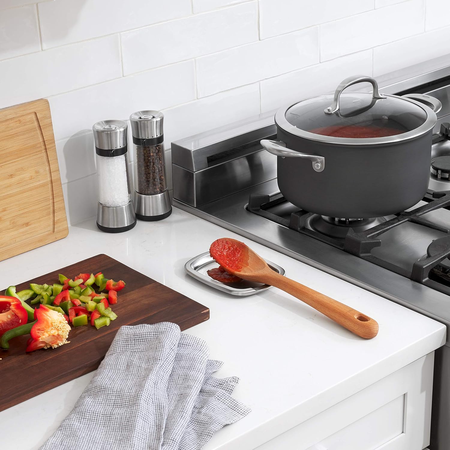 OXO Good Grips 13245300 Good Grips Non-Slip Spoon Rest, Inoxidable, Stain Less Steel, Silver - Image 4