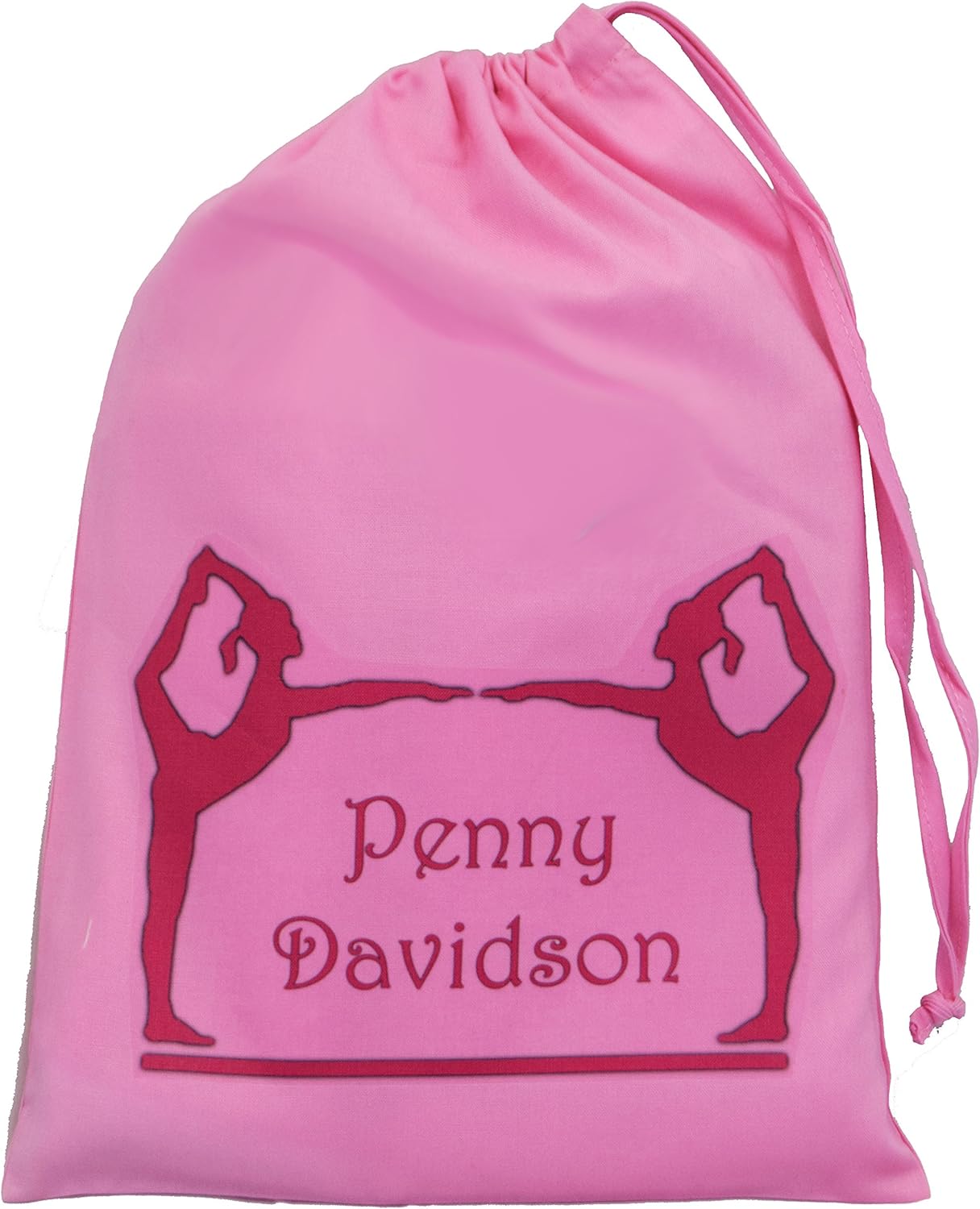 SMALL Personalised Gymnastic design Bag Pink Cotton Drawstring
