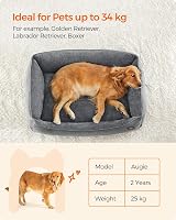 Feandrea XL Linen-Look Dog Bed with Raised Edges Non-Slip Bottom 110x75x27 cm view 9