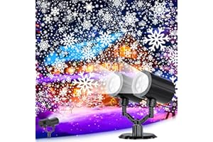 GUSODOR Christmas Projector Lights Outdoor LED Snowflake Projector Lights Christmas Decorations Yard for Lawn Xmas Party Patio Stage Holiday Carnival