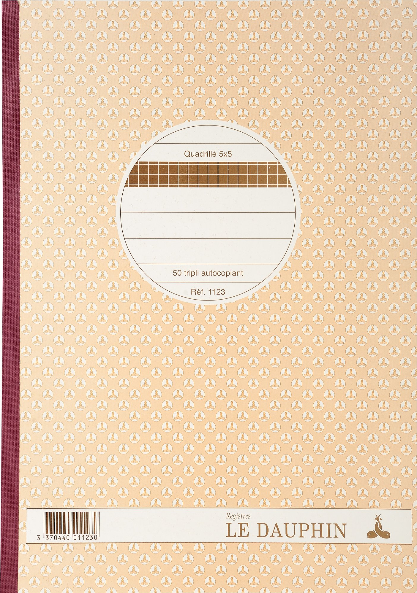 le dauphin - Ref. 1123D - 1 manifold - carbonless paper - 5x5 grid - small squares - triplicate - 50 sheets - with 4-hole perforation - format 29.7 x 21 cm - varnished cover