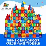 SUNNY AUNTIE Magnetic Tiles 150 Piece Set with Storage Bag STEM Toy for Kids view 2