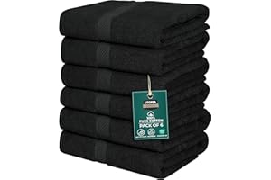 Utopia Towels 6 Pack Medium Bath Towel Set, 24 by 48 Inches, 500 GSM 100% Ring Spun Cotton, Lightweight and Highly Absorbent Quick Drying Premium Towels for Hotel, Spa and Bathroom, Black