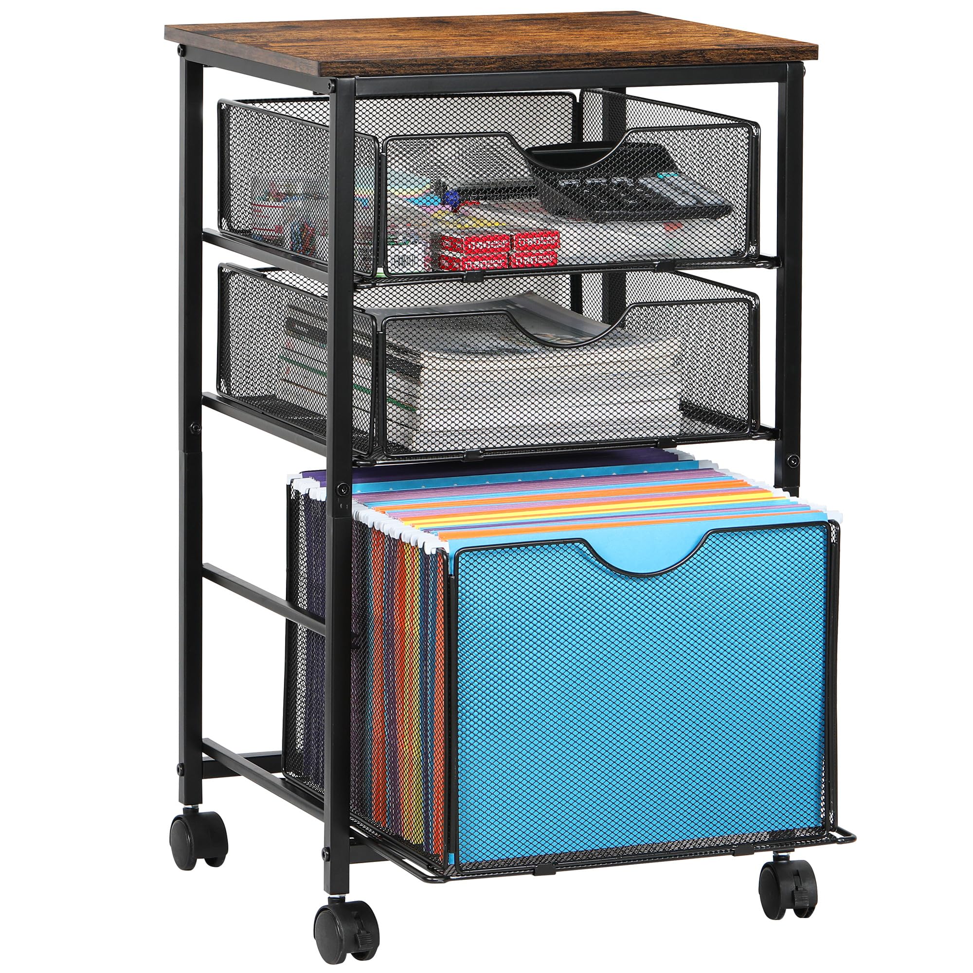 EasyPAG Mesh File Storage Drawer Cart with 4 Swivel Casters Rolling ...
