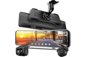 NikoMaku Mirror Dash Cam with Detached Front Camera OEM Design 11” Full Touch Screen Rear View Mirror Camera with 2K Rear Camera for Cars, HDR, Night Vision, Parking Assistance AS-J3