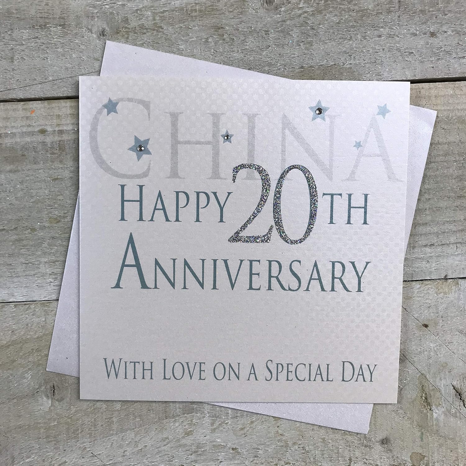 white cotton cards China Happy 20th Love On A Special Day, Handmade Anniversary Card (Code AW20), 16x16xm