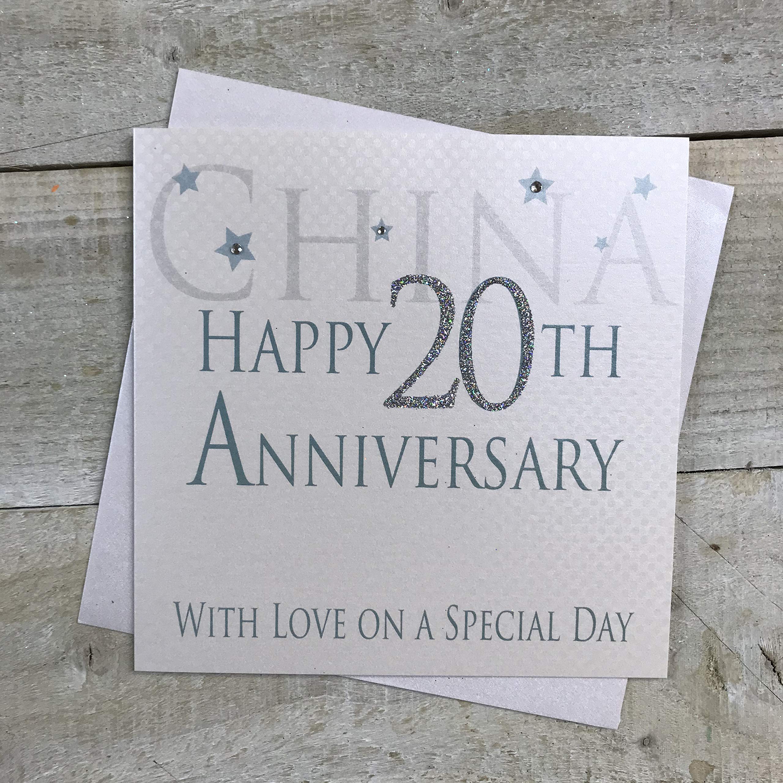 white cotton cards China Happy 20th Love On A Special Day, Handmade Anniversary Card (Code AW20)
