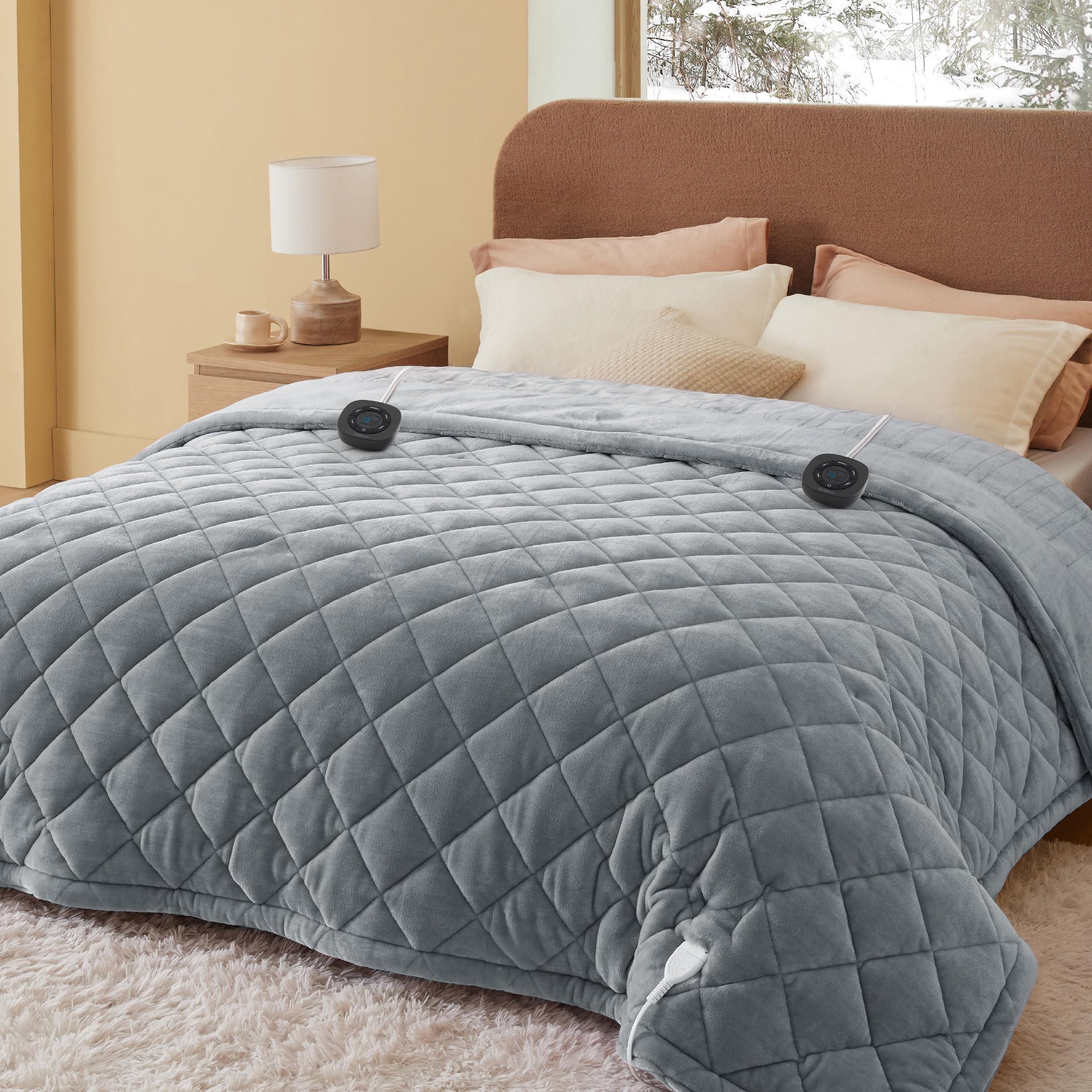 Photo 1 of Bedsure Electric Blanket King Size - Dual Control Heated Weighted Blanket King with 10 Heat Settings, Fast Heating with 10 Time Settings (100x90 inches, Formal Gray)