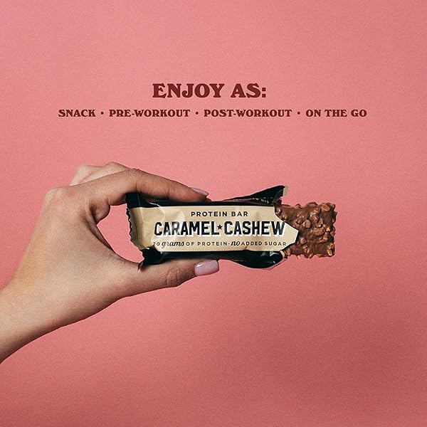 BAREBELLS PROTEIN BARS CARAMEL CASHEW – 12 COUNT, 20G HIGH PROTEIN TREATS – CHOCOLATE NUTRITION BAR WITH 1G TOTAL SUGARS – ON-THE-GO BREAKFAST OR POST-WORKOUT SNACK