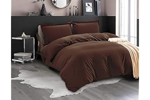 LA CALYPSO BEDDING 100% Cotton 600 Thread Count Duvet Cover, 1 Piece Duvet Cover with Zipper Closure & Corner Ties, Comforter Cover (King/California King Size, Chocolate)