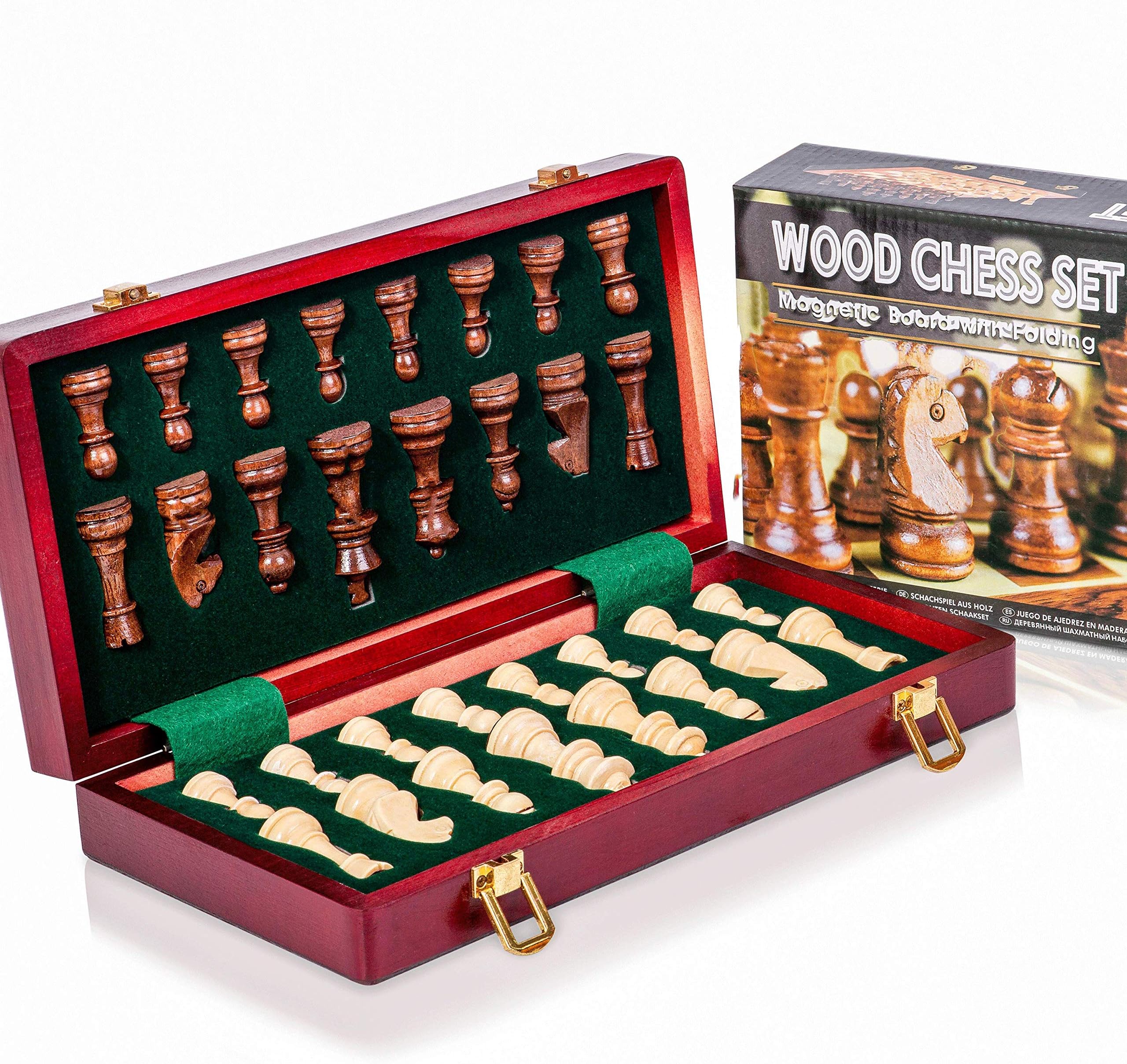 INTIGNIS Magnetic Wooden Chess Set Hand Crafted Foldable for Adults Traditional Game ( 29 x 29 cm)