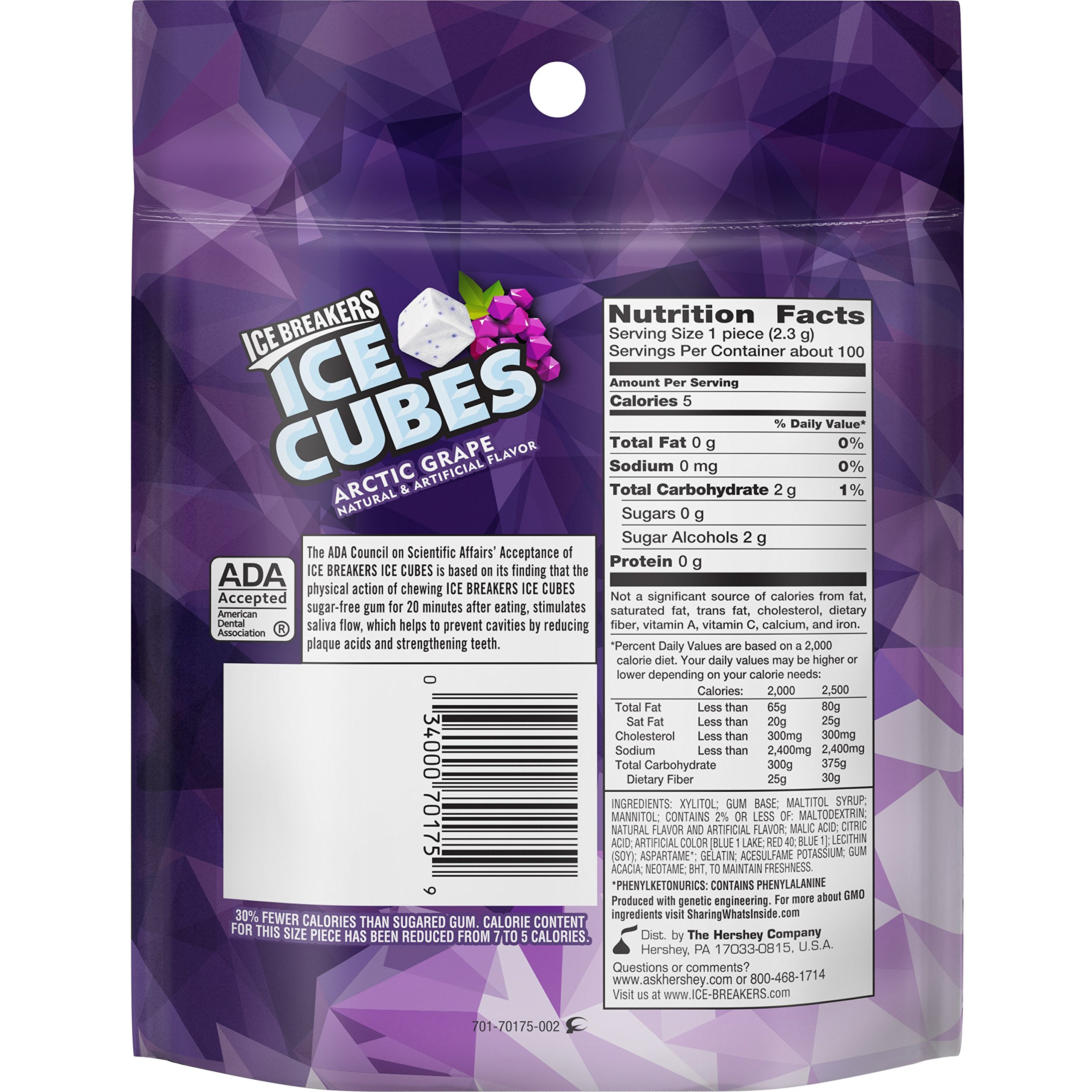 Ice Breakers Ice Cubes Gum, Arctic Grape, Sugar Free with Xylitol, 100