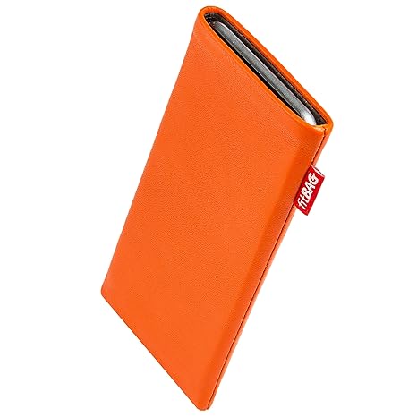 fitBAG Beat Orange Handytasche Tasche aus Echtleder Nappa mit Microfaserinnenfutter für LG G4 | Hülle mit Reinigungsfunktion 