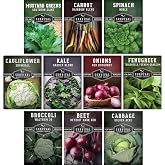 Cool Season Vegetable Seeds Variety Pack for Planting | 10 Heirloom Non-GMO Root Vegetables &amp; Leafy Greens for Spring, Fall &amp; Winter Gardens - Survival Garden Seeds