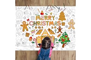ZOIIWA Christmas Coloring Poster for Kids Giant Coloring Poster Large Gingerbread Man Coloring Tablecloth Jumbo Coloring Books for Kids Classroom Home Birthday Party Supplies Favor 31.4 x 43.3 Inch