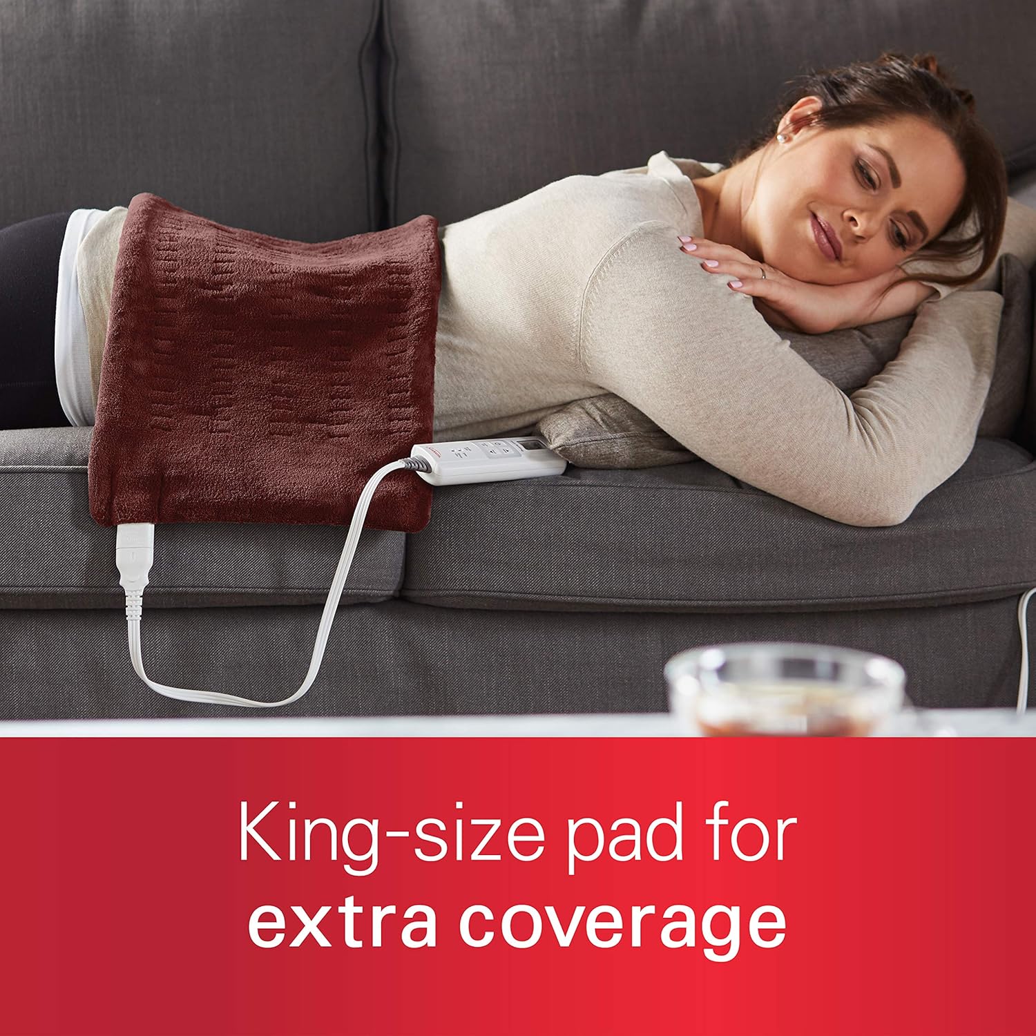 Sunbeam 002013-511-000 Xpressheat Heating Pad, Burgundy, 12 x 24-inches: Health & Personal Care