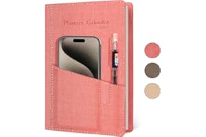 Kebono Planner 2024-2025, Eco-Friendly Reusable Academic Planner 2024-2033, Monthly Weekly Daily Calender Planner, Hardcover Teacher Student Planner with Storage Bag, Erasable Pen, Leather Cover (Pink,6.1"x8.6")