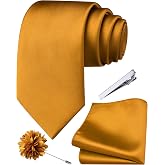 Branduce 3.15"（8cm） Mens Tie and Lapel Pin Solid Necktie Handkerchief Tie Clip Set for Men