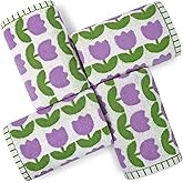 Jacquotha Hand Towels for Bathroom Kitchen Decor, Quick Dry and Soft Face Towel Set of 4, Purple Flowers, 13.5x28.5 inches