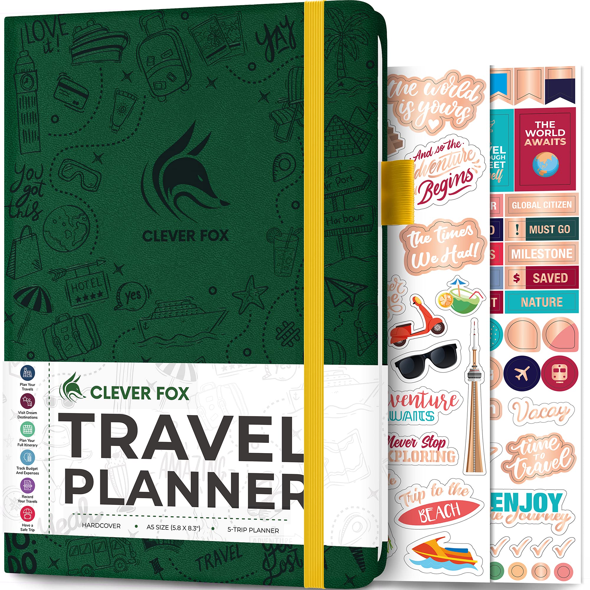 Clever Fox Travel Journal – Vacation Planner with Budget Plan, Packing List, Expense Tracker & Trip Journal – Travelling Itinerary Organizer for Women, Men & Couples – A5 Size, Forest Green — image 1