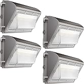 JC-LGL 60W LED Wall Pack Light with Dusk to Dawn Photocell, 7800LM, 4 Pack | 100-277V, 0-10V Dimming, 5000K, IP65 Outdoor Wall Light Fixture, Commercial Security Lighting for Building, Parking Lot