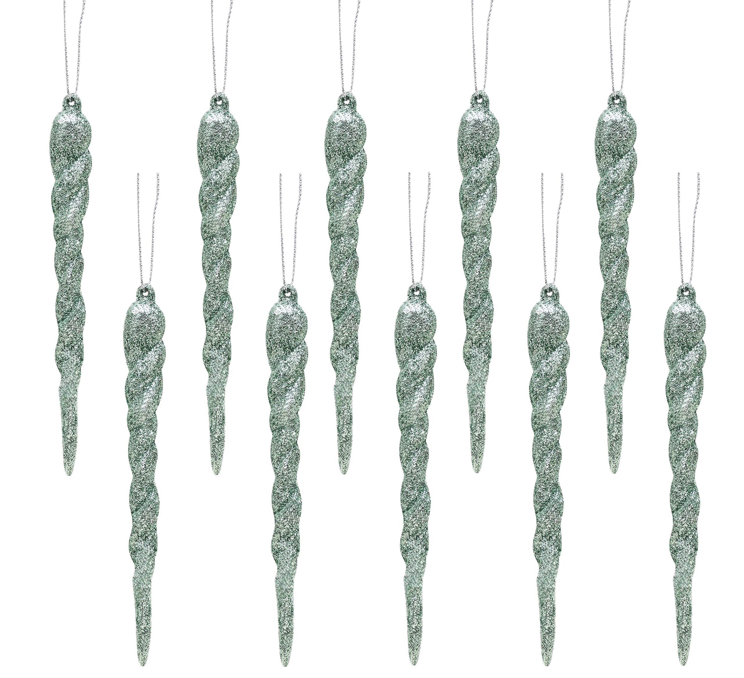 Christmas Concepts® 12cm Glitter Icicle Decorations Christmas Tree Trims (MINT GREEN, 10)