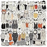 50PCS Fashionable Anthropomorphic Animal Stickers – Waterproof Matte Vinyl Aesthetic Animal Characters in Trendy Outfits for Scrapbooking, Journaling, Laptop, Kindle