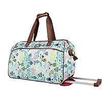 Lily Bloom Luggage Designer Pattern Suitcase Wheeled Duffel Carry On Bag (22in, Aquarium Life)