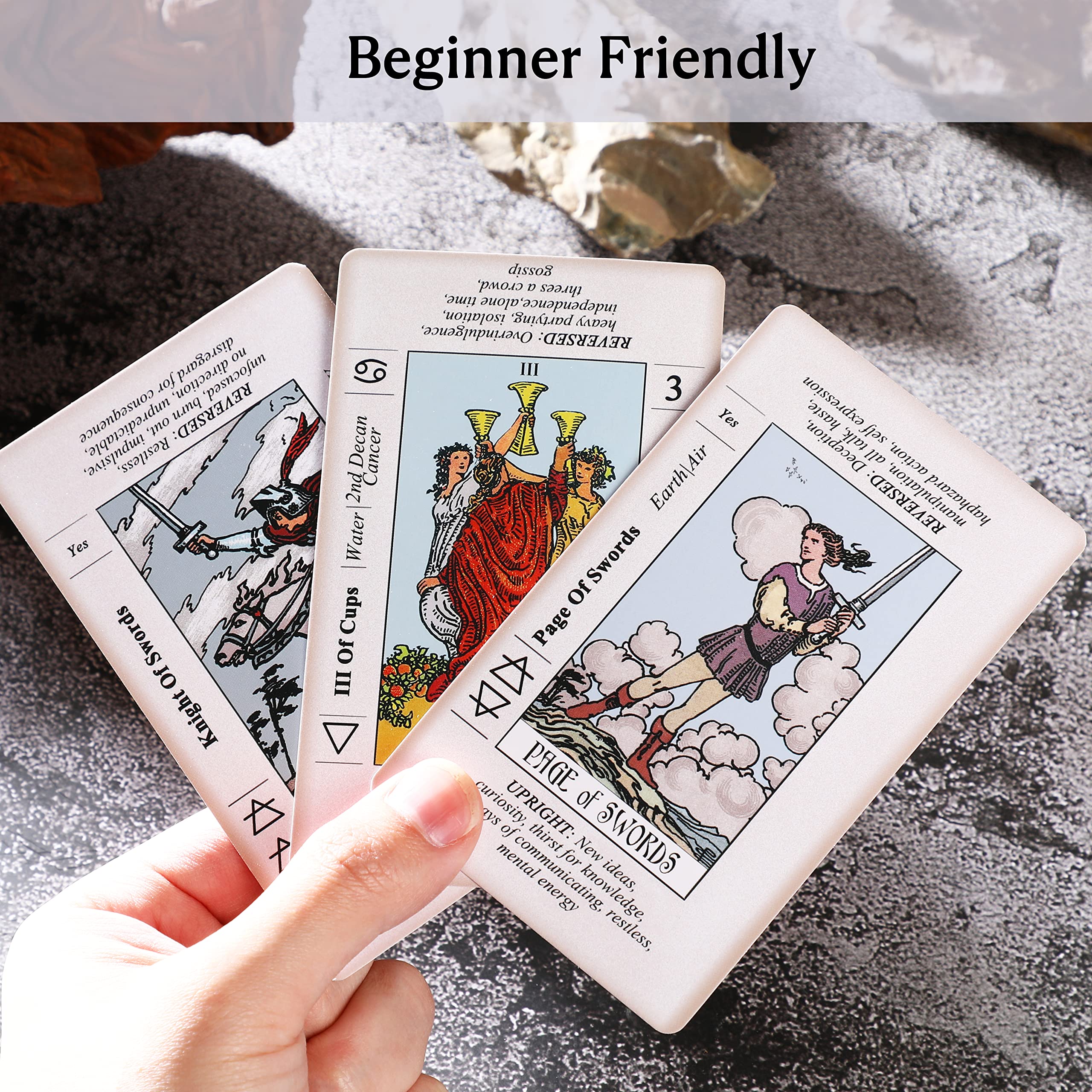 Sincerez Tarot Cards Deck for Beginners with Meanings On Them,Tarot Card Guidebook Bag