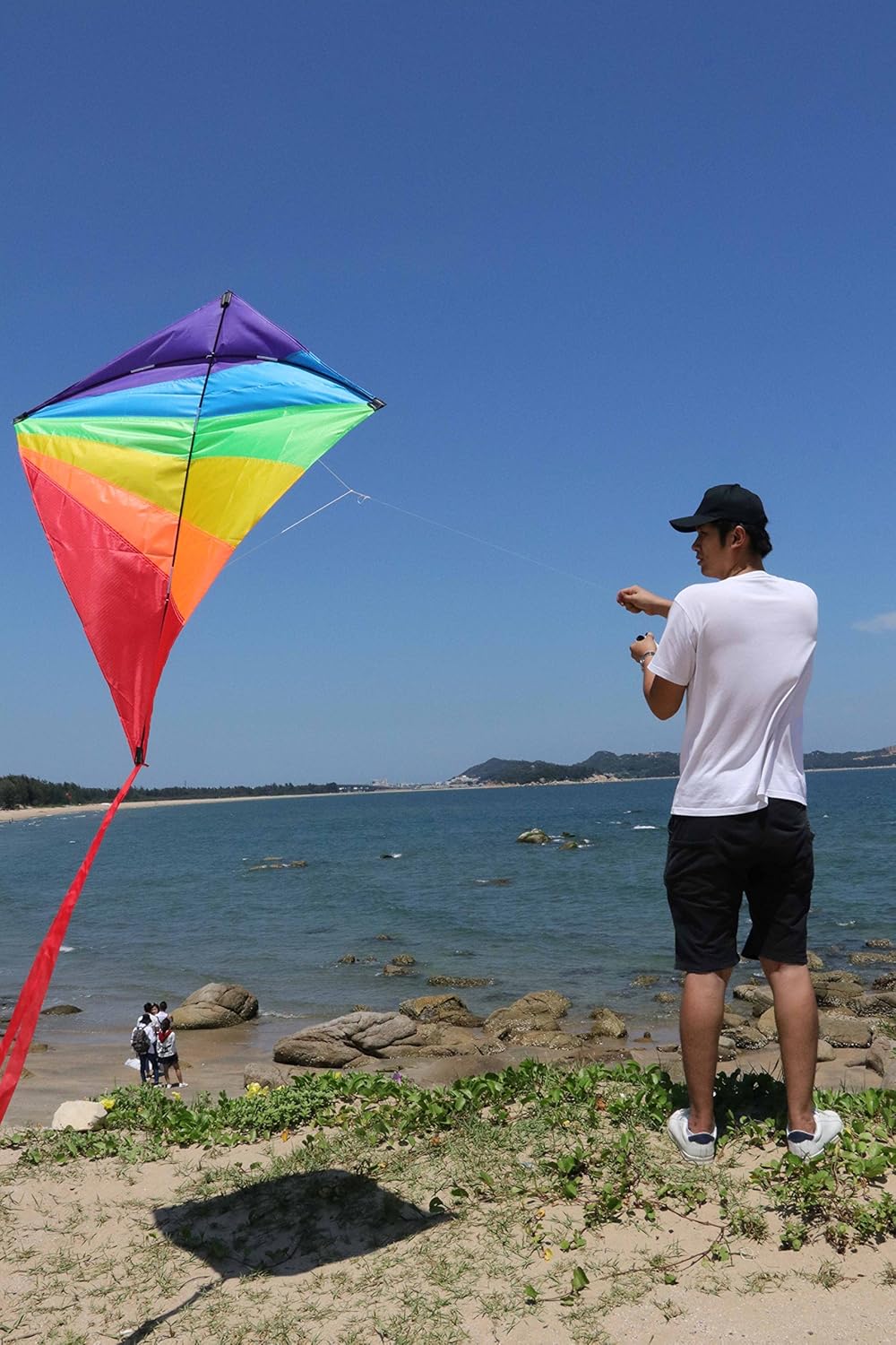 Diamond Kite Large Easy Flyer Rainbow Kites For Kids And Adults For Beach Park Garden Playground With Kite Handle Perfect Outdoor Fun Kizh Toys Games Kites Wind Spinners