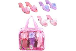 PRINCESS EXPRESSIONS 3 Pack Dress Up Kids Royalty Heels - Pretend Play High Heels for Kids, Princess Play Dress Shoes - Toddler Size 7-10