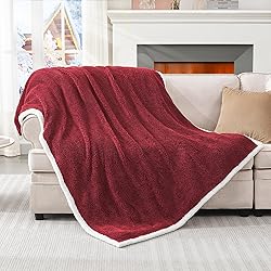 BEAUTEX Sherpa Throw Blanket, Super Soft Red
