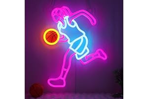 Basketball Neon Sign for Girls - Dimmable Sport Wall Decor with USB Power,Unique Gifts for Basketball Girls Women, LED Neon L