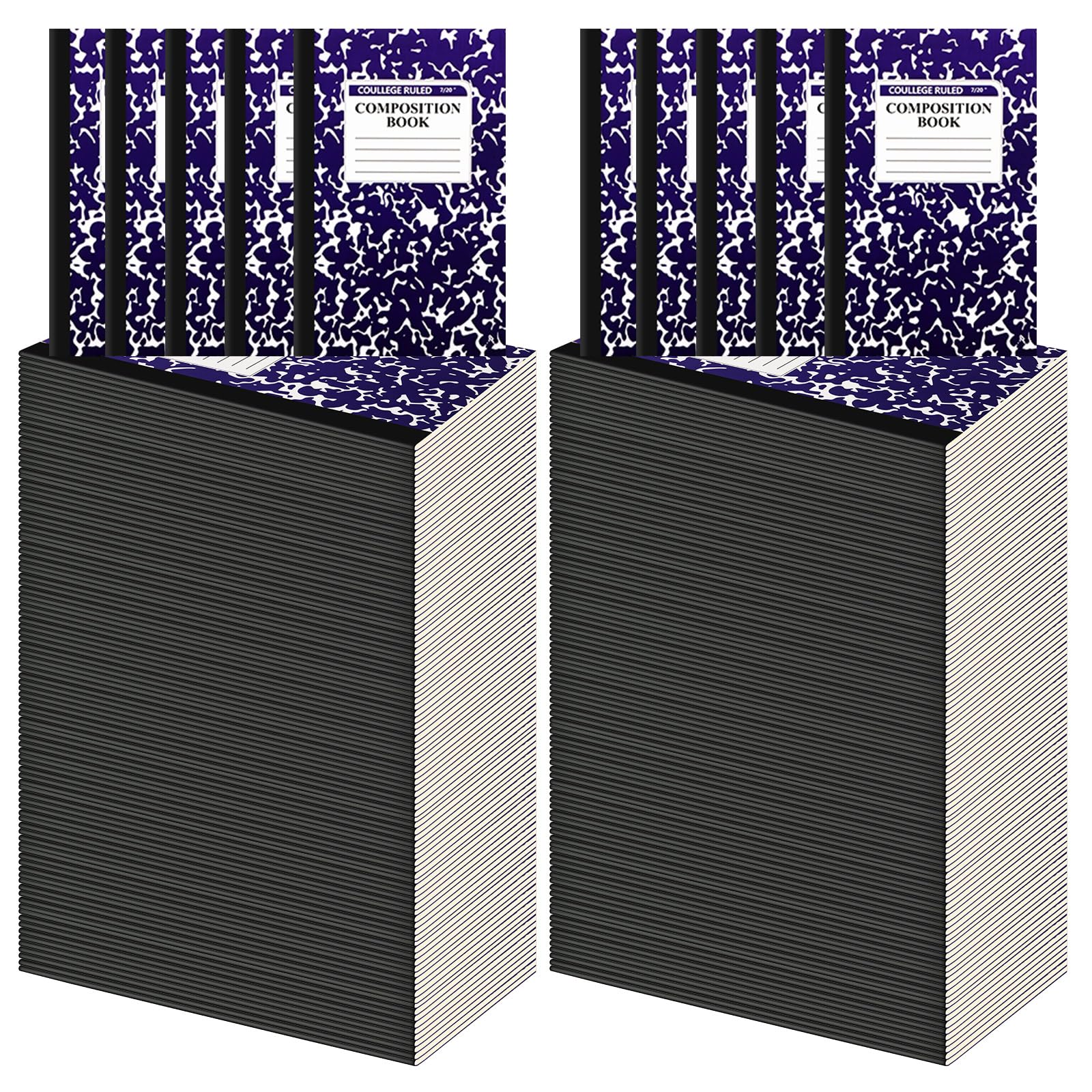 Photo 1 of Fainne 100 Pack A5 Composition Notebooks Bulk Wide Ruled Composition Notebook College Ruled Notebooks Marble Covers Notebook for Student Classroom Office Supplies 30 Sheet/60 Page(Purple)