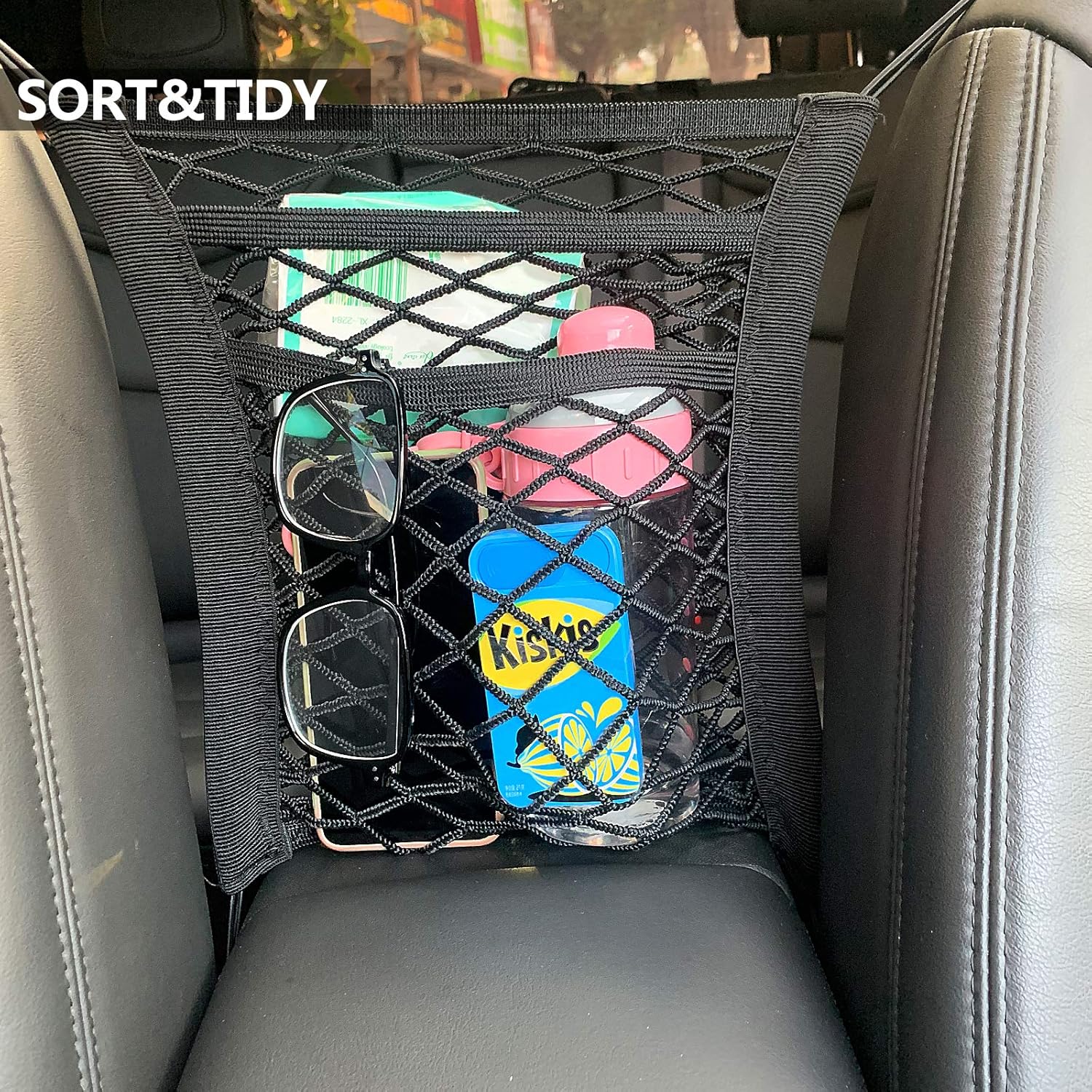 TRIFOOT 3 Layer Car Net Pocket Handbag Holder, Purse Holder for Car, Four-Side Elasticity Car Net Pocket, Car Purse Net, Dog Car Barrier for Backseat Kids Dog or Pet: Automotive