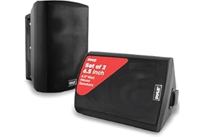Pyle 6.5-Inch Wall Mount Waterproof Bluetooth Speaker System – Indoor/Outdoor Audio Pair with Built-in Digital Amplifier, Weather-Resistant Housing, High-Power Sound, Easy Installation (Black)