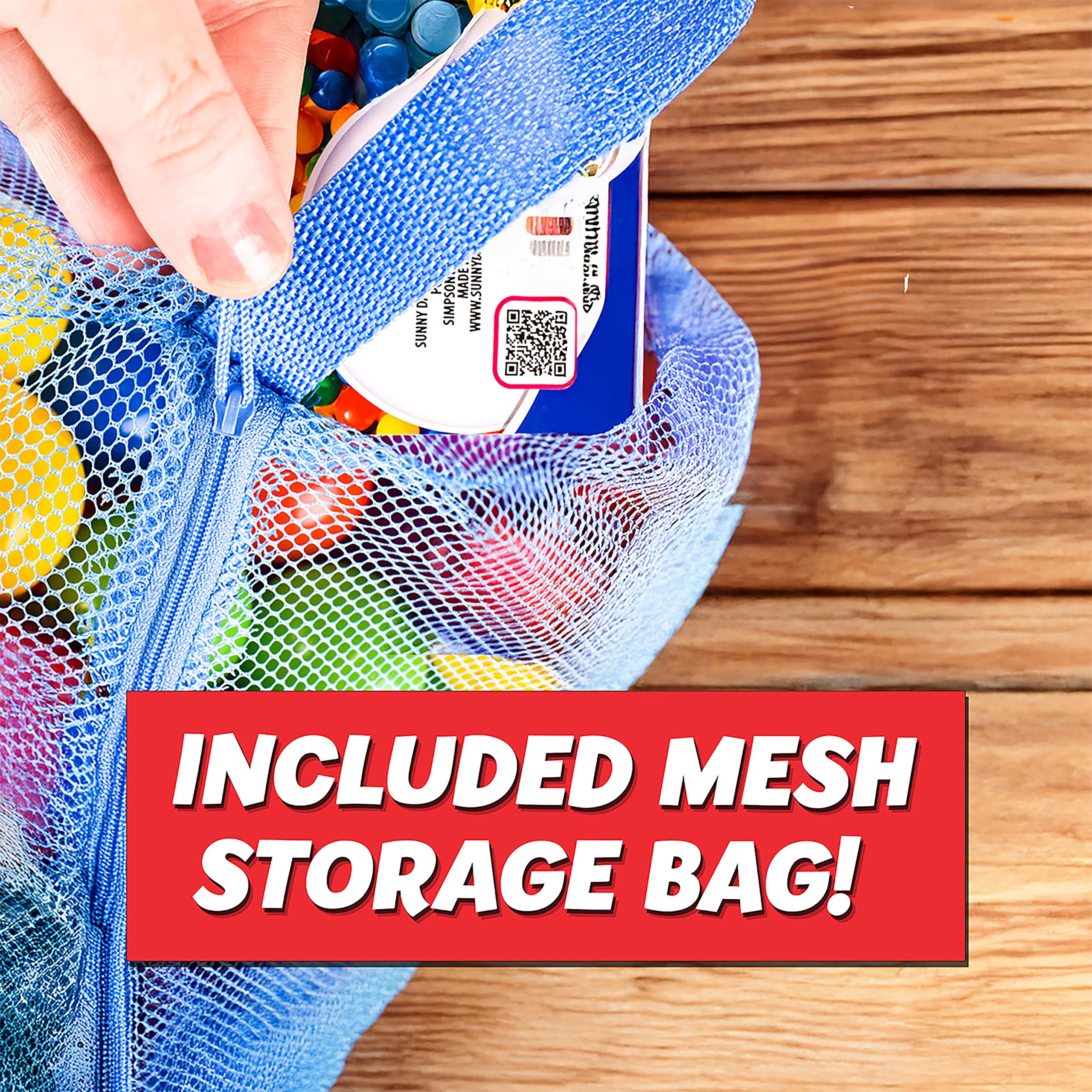 Sunny Days Entertainment 200 Premium Crush-Resistant Play Balls for Ball Pits – Non-Toxic, BPA & Phthalate Free – Vibrant Assorted Colors with Zippered Storage Bag (2.5