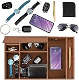 BELLE VOUS Brown Faux Leather Valet Tray - 6 Compartment Desk Organiser view 5