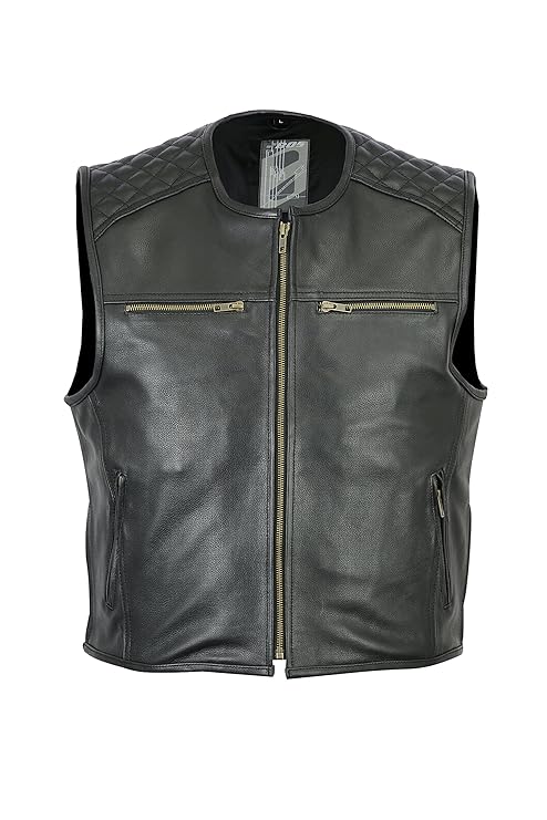 Herren Lederweste komplett aus Rindsleder, Bikerweste, Rockerweste, Clubweste, Lederkutte, Kutte (2XL)
